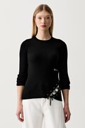 Karl Lagerfeld Jeans sweter damski z wiskozą czarny B3W18009