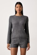 Twinset sweter damski z dodatkiem wełny szary 262TT3150