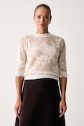 Twinset sweter damski z dodatkiem wełny beżowy 262TP3341