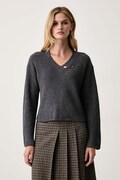 Twinset πουλόβερ γυναικείο με μαλλί γκρί 262TP3052