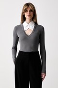 Karl Lagerfeld sweter damski z wiskozą szary B3W18024