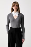 Karl Lagerfeld sweter damski z wiskozą szary B3W18024