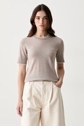 Karl Lagerfeld maglietta basic da donna in lana beige B3W18039