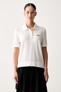 Tommy Jeans тениска тип пулове с яка дамска с вискоза бежова DW0DW22932