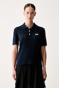 Tommy Jeans тениска тип пулове с яка дамска с вискоза тъмносиня DW0DW22932