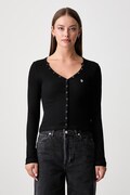 Guess Jeans лонгслів жіночий бавовняний з еластаном чорний W6YP03 K3647