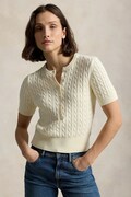 Polo Ralph Lauren sweter z krótkim rękawem damski bawełniany beżowy 211B17746