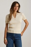 Lauren Ralph Lauren sweter z krótkim rękawem damski z wiskozą beżowy 200P14041