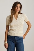 Lauren Ralph Lauren sweter z krótkim rękawem damski z wiskozą beżowy 200P14041