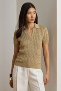Lauren Ralph Lauren sweter z krótkim rękawem damski z wiskozą beżowy 200P14041