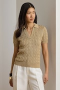 Lauren Ralph Lauren sweter z krótkim rękawem damski z wiskozą beżowy 200P14041