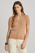 Lauren Ralph Lauren pulover s kratkimi rokavi ženski z viskozo oranžen 200P14041