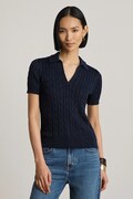 Lauren Ralph Lauren sweter z krótkim rękawem damski z wiskozą granatowy 200P14041