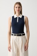 Tommy Hilfiger top swetrowy damski bawełniany granatowy WW0WW50102