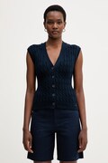 Tommy Hilfiger pulover bez rukava za žene od pamuka mornarsko plavi WW0WW50075