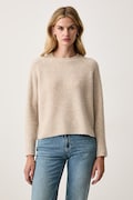 BOSS sweter damski z wełną Febisana beżowy 50567052