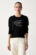 Calvin Klein Jeans pulover za žene od pamuka crni LV047G322G