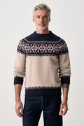 Barbour sweter męski z wełną Tisbury granatowy MKN1750