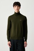 Aeronautica Militare pulover cu guler înalt pentru bărbați cu lână verde MA1644UL00415