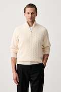 BOSS sweter męski z wełną H-Furore beżowy 50570640