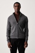 Hackett London sweter rozpinany męski wełniany szary HM7000257