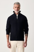 Tommy Hilfiger πουλόβερ ανδρικό με πρόσμιξη μαλλιού σκούρο μπλε MW0MW42531