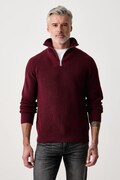 Tommy Hilfiger πουλόβερ ανδρικό με πρόσμιξη μαλλιού μπορντό MW0MW42531