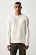 Tommy Hilfiger πουλόβερ ανδρικό βαμβακερό μπεζ MW0MW43261