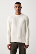 Tommy Hilfiger πουλόβερ ανδρικό βαμβακερό μπεζ MW0MW43261