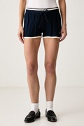 adidas Originals σορτς γυναικεία με βισκόζη Cable Knit μπλε ψηλή KR7050