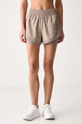 Asics szorty sportowe damskie NAGINO RUN 2-N-1 SHORT beżowe regular waist 2012D491.200