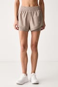 Asics szorty sportowe damskie NAGINO RUN 2-N-1 SHORT beżowe regular waist 2012D491.200