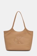 Calvin Klein torebka shopper damska z imitacji skóry beżowa LV04F3562G