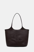Calvin Klein torebka shopper damska z imitacji skóry brązowa LV04F3562G