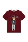 Guess T-shirt dziecięcy bawełniany bordowy L6YI19 K3750