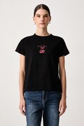 Guess Jeans T-shirt damski bawełniany z elastanem czarny W6BI15 K5599