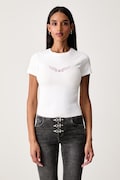 Guess Jeans T-shirt damski bawełniany z elastanem biały W6BI14 K5598