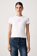 Guess Jeans T-shirt damski bawełniany z elastanem biały W6BI13 K5597