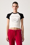 Juicy Couture t-shirt da donna in cotone con elastan REGAL REBELLE RAGLAN beige JCWCT226314