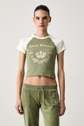 Juicy Couture t-shirt da donna in cotone con elastan REGAL REBELLE RAGLAN verde JCWCT226314