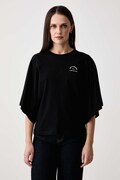 Karl Lagerfeld oversize kratka majica ženska bombažna črna B4W17040