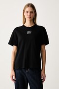 Karl Lagerfeld T-shirt damski bawełniany czarny B4W17045