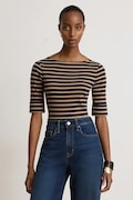 Lauren Ralph Lauren T-shirt damski bawełniany z elastanem granatowy 200B27417