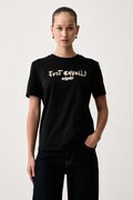 Just Cavalli T-shirt damski bawełniany czarny 81PAHF02 CJ800