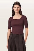 AllSaints T-shirt swetrowy damski z wiskozą CRUZ HALLY TOP czerwony W038KF