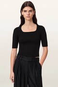 AllSaints T-shirt swetrowy damski z wiskozą CRUZ HALLY TOP czarny W038KF