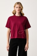 HUGO T-shirt damski bawełniany Duslant bordowy 50570677