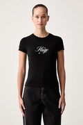 HUGO Blue tričko dámske bavlnené s elastanom 90's Tee_B_2 čierne 50575967