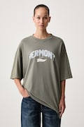 HUGO Blue T-shirt damski bawełniany Oversized Tee_B_17 zielony 50574541