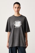 HUGO Blue tricou pentru femei din bumbac Oversized Tee_B_17 negru 50574541